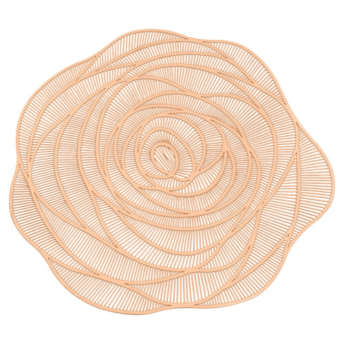Round Washable Placemats 15 inch Rose Pattern Gold Silver 1