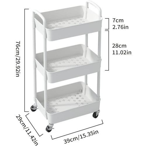 Three-layer plastic roller multi-functional storage trolley with handle 1