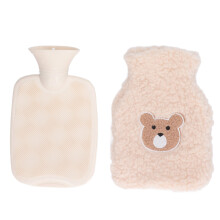 Furry Covered Hot Water Bottle With Wide Mouth Design, Thickened PVC Insulated Warm Bag, Cartoon Bear Style For Men Women, Leak Proof Anti Scald