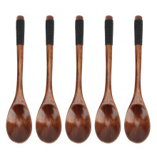 Sturdy Wooden Spoons Serving Spoons, Versatile Long Handle Eco Friendly Beech Wood Spoons for Desserts Coffee Soups Korean Japanese Curries Non Toxic