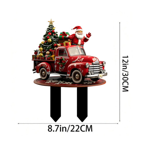 Πασσάλ για εξωτερικό κήπο Santa Truck – Αδιάβροχη ακρυλική χριστουγεννιάτικη 1