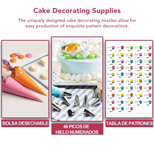 200pcs Cake Decorating Kit with Turntable, Icing Spatulas, Tips and Tools for Baking 2