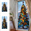 Adesivo de Natal 2D para janela, 39,37 x 17,72 polegadas, design de vitral, decoração natalina – compatível com janelas lisas. 2
