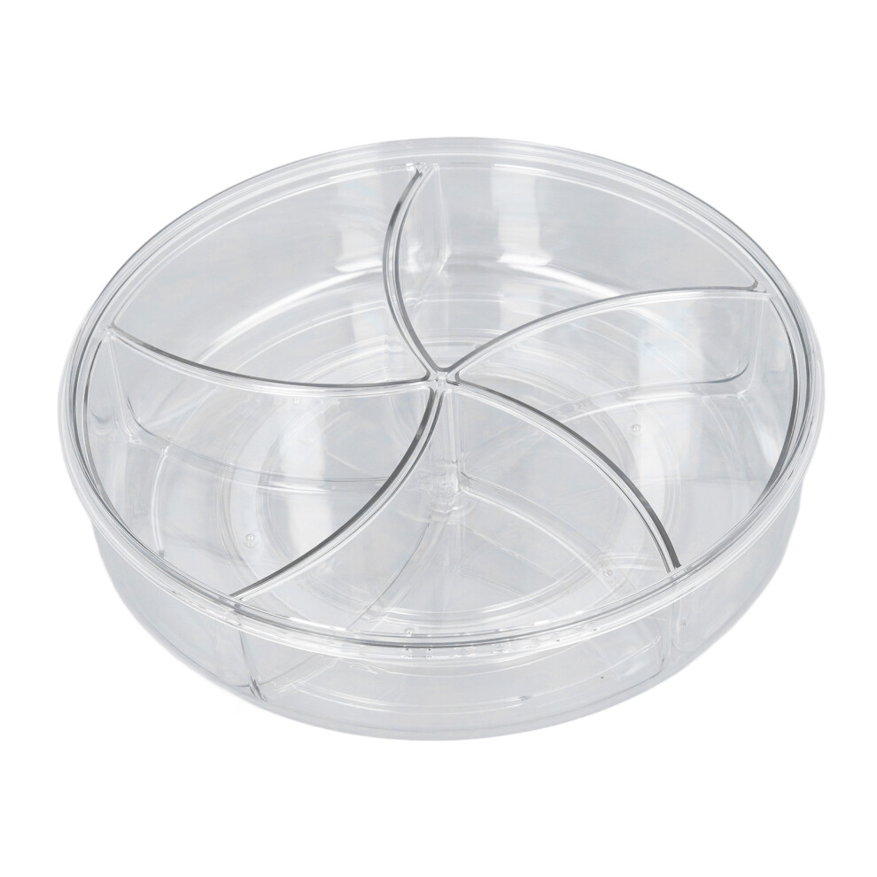 Round Plastic Snack Box with 5 Compartments, 31.5x8cm