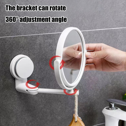 Foldable Suction Cup Bathroom Mirror, Wall-Mounted Makeup & Grooming Vanity Mirror, Space-Saving Dressing Table Mirror 2
