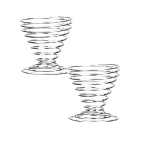2Pcs Silver Stainless Spring Wire Egg Cup Holder, Our Spring Egg Tray Can Be Used to Hold Eggs Whether Or Boiled 1