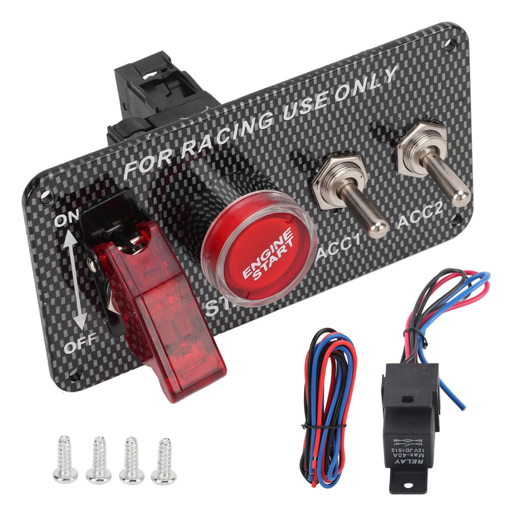 Diy Switch Panel Kit12v40a Engine Start Button Ignition Switch Carbon Fiber Racing Car Led Toggle Universal Fitment Easy Installation Plug And Play 9049227016907