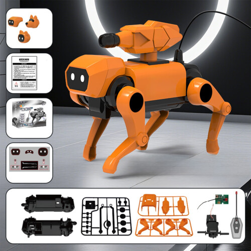 Remote Control Mechanical Dog Building Toy Transformable Robot with Interchangeable Heads for 4-8 Years STEM Learning Toy 1