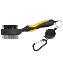 Brosse de nettoyage de clubs de golf robuste, avec clip rétractable, pic pointu et poils métalliques, manche en plastique durable et design