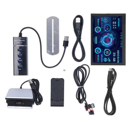 Stepless Brightness Adjustment IPS Mini Screen, 5Inch Computer Temperature Display With Visual Theme Editor And Multiple Image Format Support