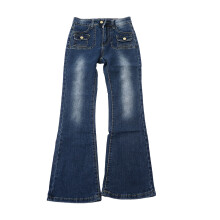 Toddler To Youth Bootcut Fit Pants, Premium Stretch Denim With Elastic Waist And Retro Detailing