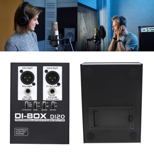 Double Channel Direct Injections Box Active BOX Split Modes,Servos Balanced for Studio Recording Direct Injections 2