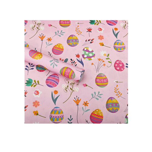 Easter Wrapping Paper Sheets – Wildflower, Bunny, Chick & Egg Patterns, 19.68" x 27.5", 1 Sheet, Spring Gift Wrap 1