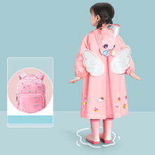 Kids Raincoat PU Waterproof Pink M 270.00g Hooded