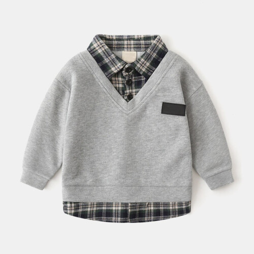 Cappotto a maniche lunghe in cotone a quadri per bambini 1
