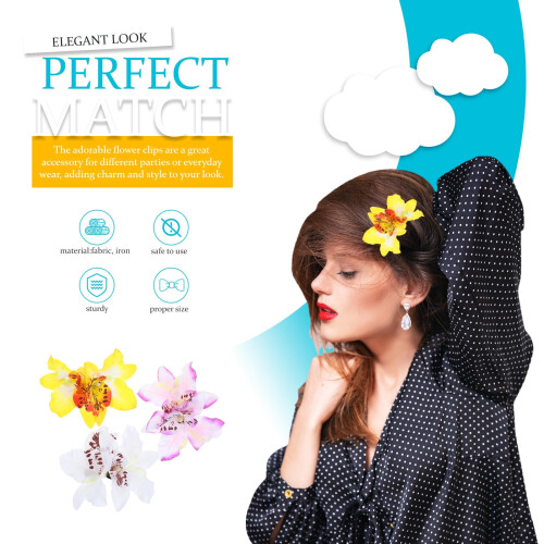 Conjunto de 3 Presilhas de Cabelo com Flores para Mulheres e Adolescentes 2