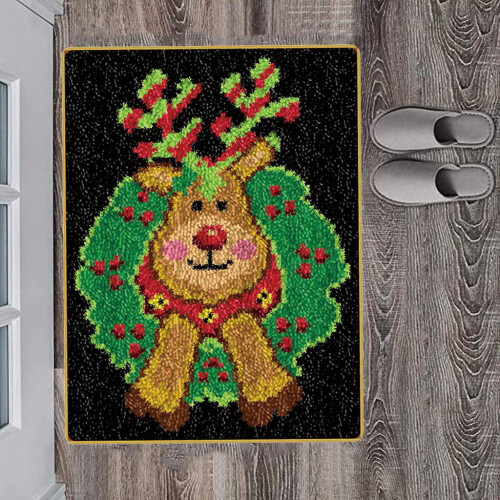 Julhake-kit DIY-matttillverkning Mattbroderikit Älg 2
