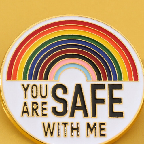 Καρφίτσα Rainbow Pride, καρφίτσα πέτου Lgbt "you Are Safe with Me" για σακίδια πλάτης και μπουφάν 2