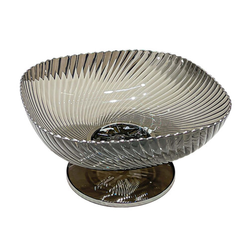 Pedestal Drainer Fruit Bowl Container Organizer Decorative Dessert Display Plate Black Silver 1