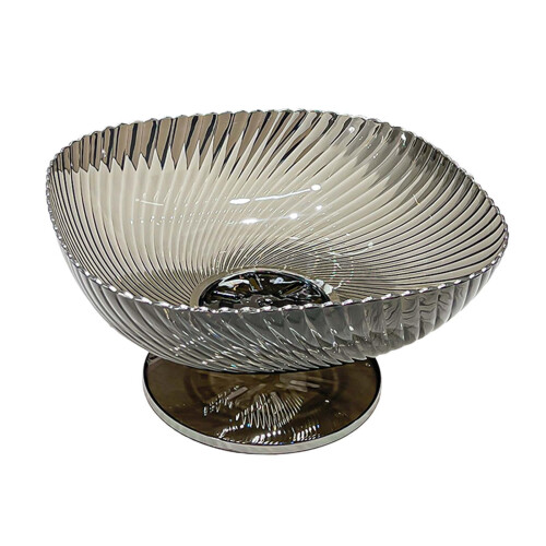Pedestal Drainer Fruit Bowl Container Organizer Decorative Dessert Display Plate Black Silver 2