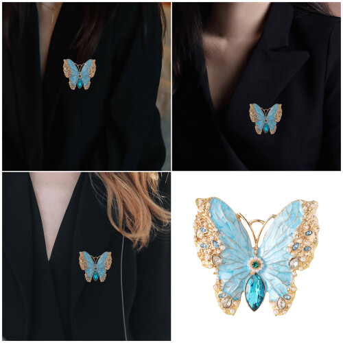 Broche papillon émaillée bleue – Épingle en alliage avec 1
