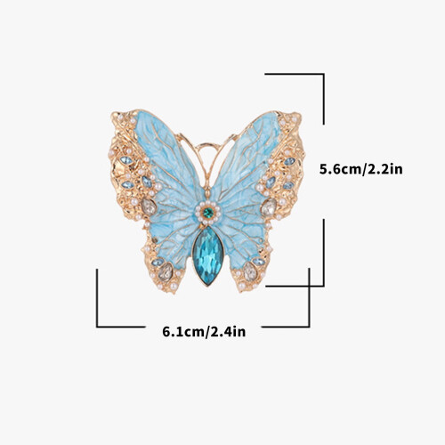 Broche papillon émaillée bleue – Épingle en alliage avec 2