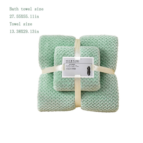 Microfiber bath towel set with hand towel green 2