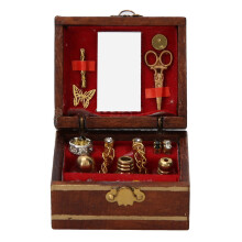 Wooden Lock Key Box Miniature Jewelry Storage Realistic Accessory For Dollhouse Eco Friendly Lightweight Vintage Style Decor Non Toxic Durable Fine