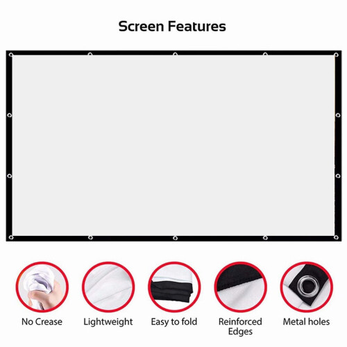 Hanging Movie Screen Projector Screen Polyester Rectangular Backdrop 1Pcs 2