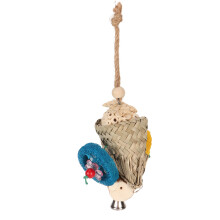 Colorful Bird Toy With Bell For Foraging Play Natural Materials For Parrot Entertainment - Safe Non Toxic Design With Woven Elements