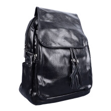 Vegan Leather Hiking Backpack Water Resistant Fashionable Design Casual Travel Daypack with Adjustable Straps Tassel Decor Multiple Storage