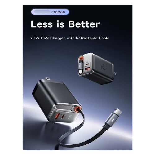 Καλώδιο επέκτασης GaN USB-C+C+A 67W για φορητούς υπολογιστές – Συμβατό με Apple, Samsung, Lenovo 1