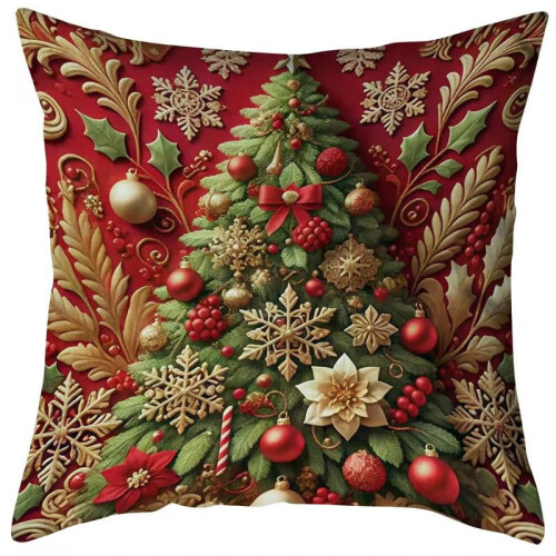 Christmas Pillow Covers Red Gold Polyester 4pcs 2