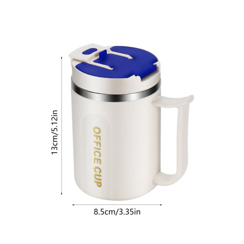 Kaffemugg i rostfritt stål med dubbla lager, lock och handtag 2