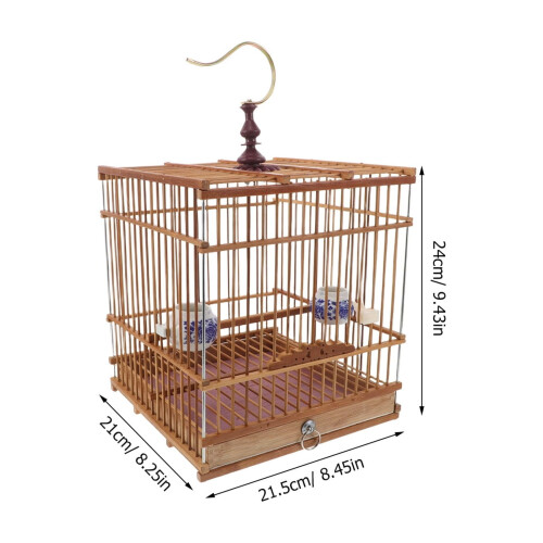 Portable Bird Cage Rectangular Shape in Light Brown for Lovebirds Easy Cleaning 1Pcs 1