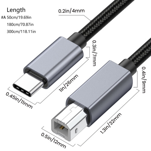 Καλώδιο εκτυπωτή USB C σε B 480M για απρόσκοπτη σύνδεση με tablet και τηλέφωνα, εκτυπωτές, 2
