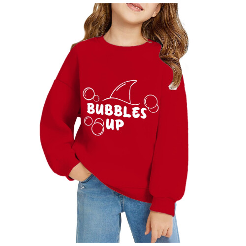 Kids letter print sweatshirt warm fleece pullover 1