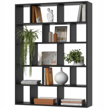 EstiloHome Wandregal SOMBRA 105 x 141 cm Schwarz – offenes Bücherregal zum Aufhängen, 18 mm Platten, bis 30 kg