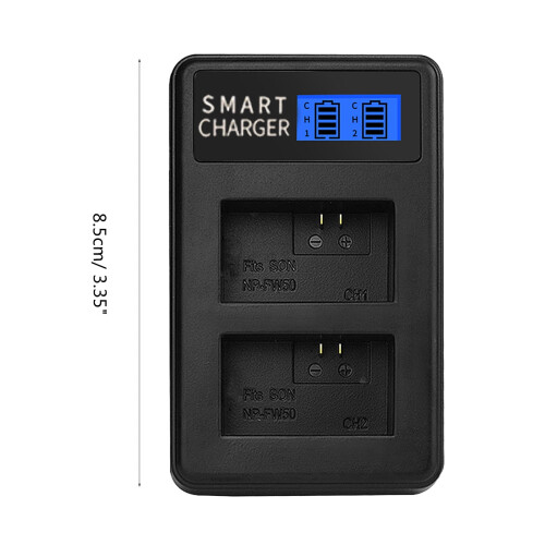 Bærbar LCD USB-lader for Sony ILCE-6000 og ILCE-7 2