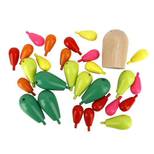 Ξύλινο παιχνίδι στοίβαξης Montessori Toys Rainbow Cactus με στοιχεία παζλ ισορροπίας και