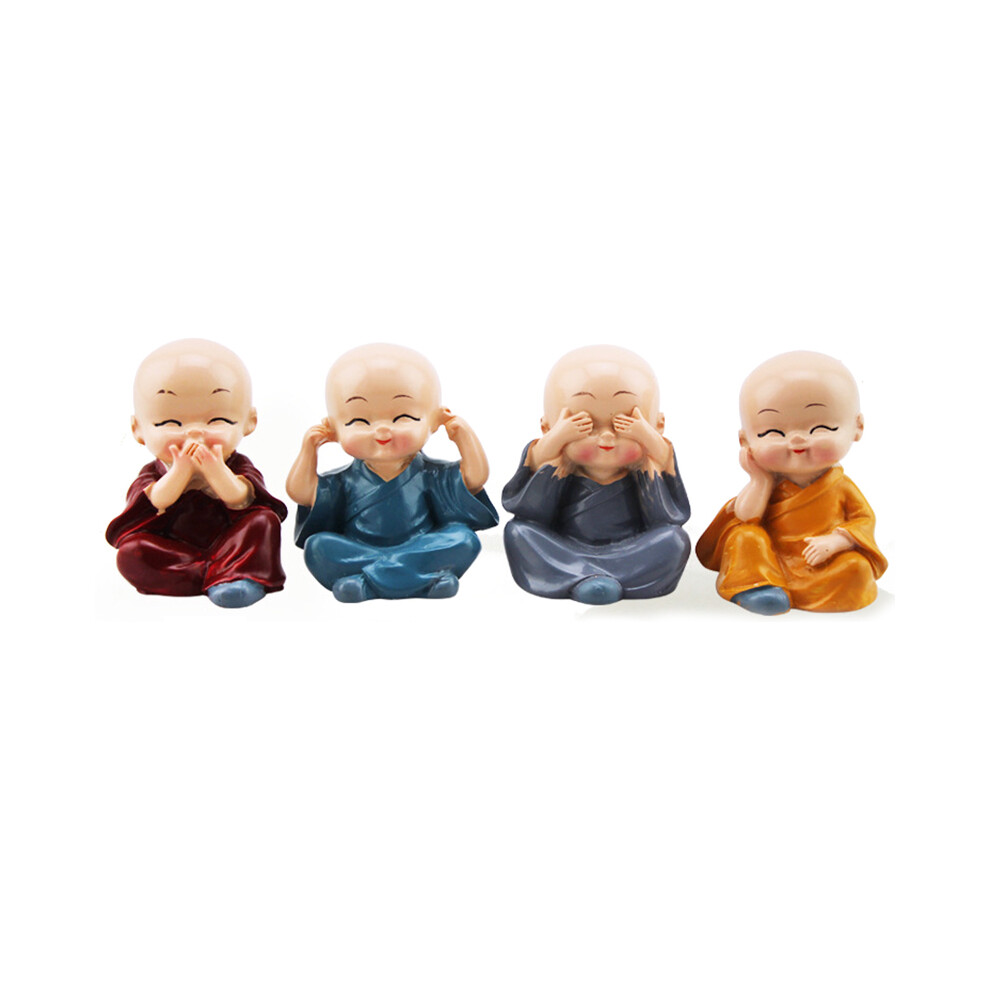 Ideal Gift Collectible Home Office Decor Cute Kung Fu Monk Statue Zen Ornaments Miniature Figurines Wise Resin Monks Decorative Ornaments Hear No 9180479926214