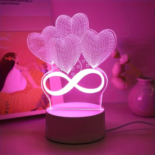 1 τεμάχιο ροζ φωτιστικό νυχτός LED Love3D τρισδιάστατο φωτιστικό νυχτός για 1
