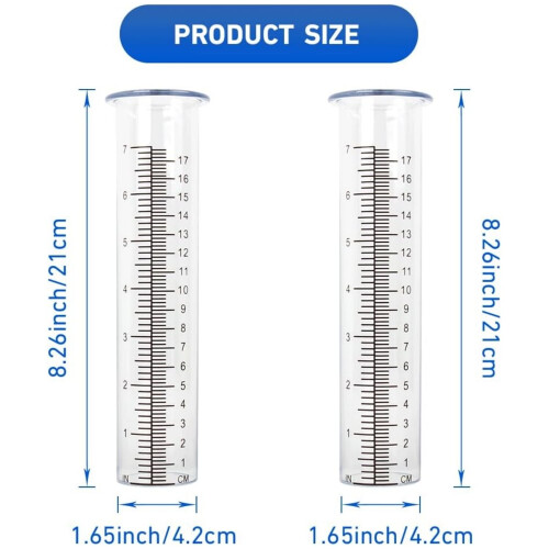 Kit com 2 tubos de plástico para substituição de pluviômetros, 7 polegadas, resistentes às intempéries, compatíveis com pluviômetros padrão. 1