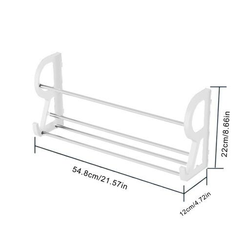Wall-Mounted Shoe Rack Stainless Steel ABS White 2