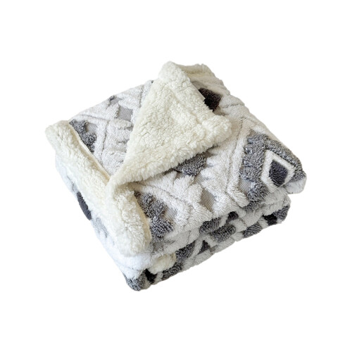 Lambswool Throw Blanket Double Layer 10070cm Silver 1