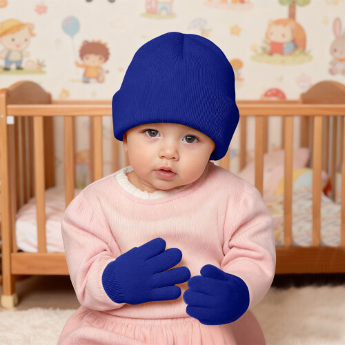 Wintermütze und Fäustlinge für Kinder, weiches Polyester, Einheitsgröße 1