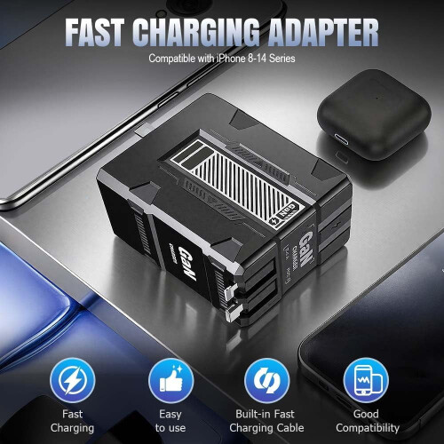 Γρήγορος φορτιστής THOPBPRK2-σε-1GaN120W με αναδιπλούμενα καλώδια, Cyber-Foldable Design – 1