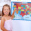 Conjunto de 1 pôster colorido do mapa dos EUA para uso doméstico e infantil, medindo 23,6 x 17,7 polegadas. 3