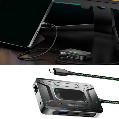 Σταθμός σύνδεσης USB C7Port για προσαρμογέα ακουστικών DS7, σύνδεση συσκευών Ethernet PD100W 1