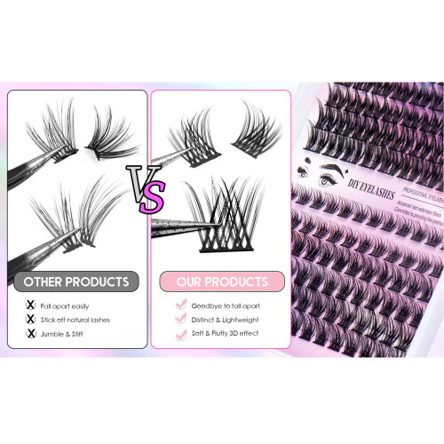 126 Cluster Lashes 76g Black 10-14mm Fluffy D Curl 2